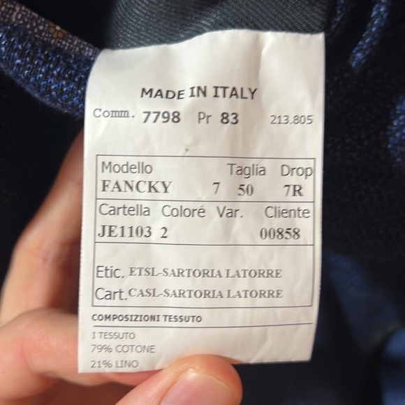 Italian High Quality Fine Blue Blazer for Men - Sartoria Latorre - Picture 10 of 14